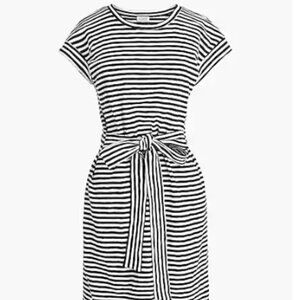 NEW J Crew Small NWT Tie Front T Shirt Dress Striped Size S